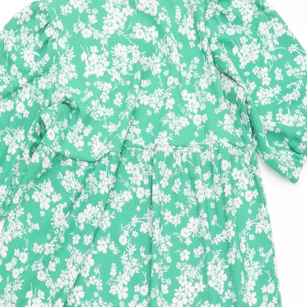 New Look Maternity Womens Green Floral Viscose Maxi  Size 14  Round Neck Button
