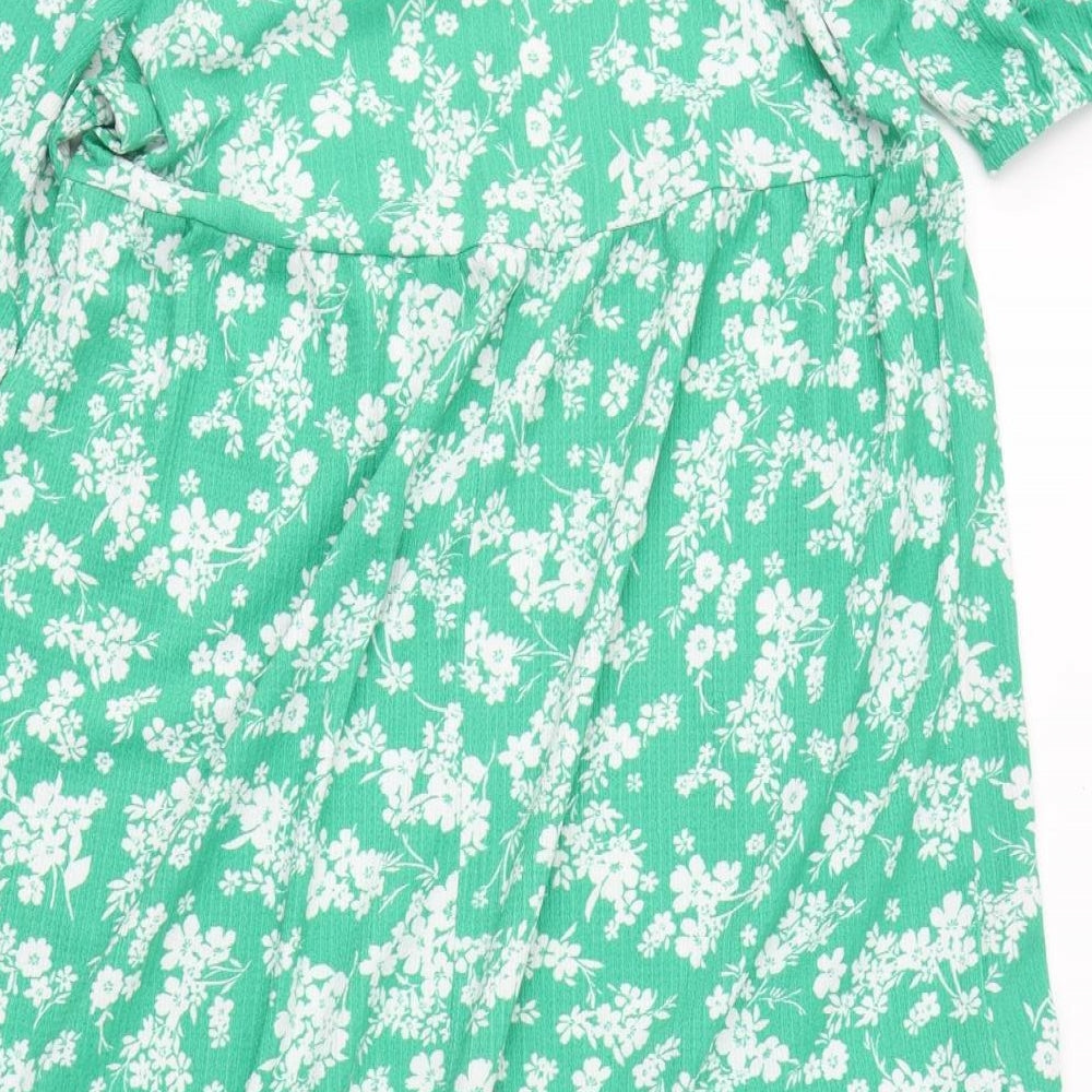 New Look Maternity Womens Green Floral Viscose Maxi  Size 14  Round Neck Button