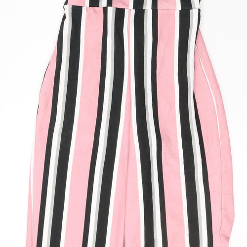 Missguided Womens Pink Striped Polyester Jumpsuit One-Piece Size 6 L20 in Tie