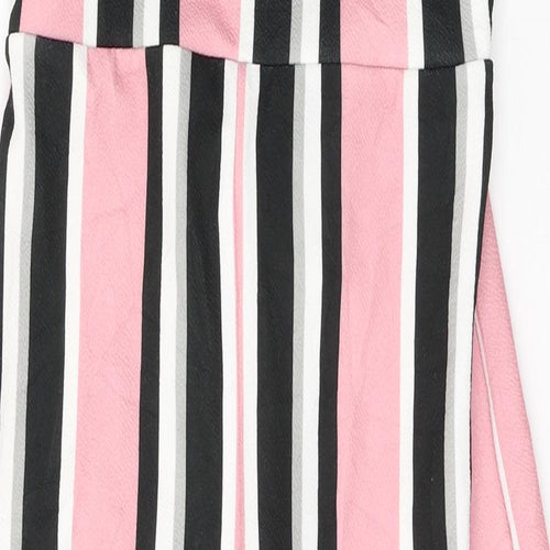 Missguided Womens Pink Striped Polyester Jumpsuit One-Piece Size 6 L20 in Tie