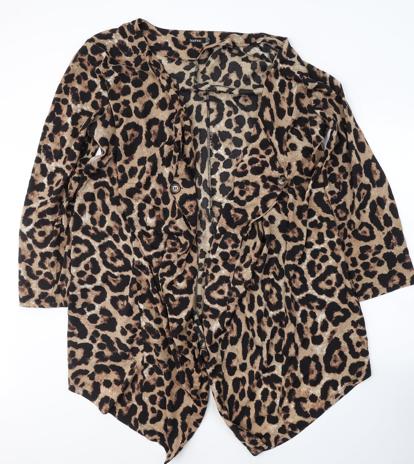 Boohoo Womens Beige Animal Print  Jacket Blazer Size 22