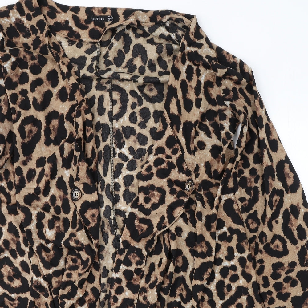 Boohoo Womens Beige Animal Print  Jacket Blazer Size 22