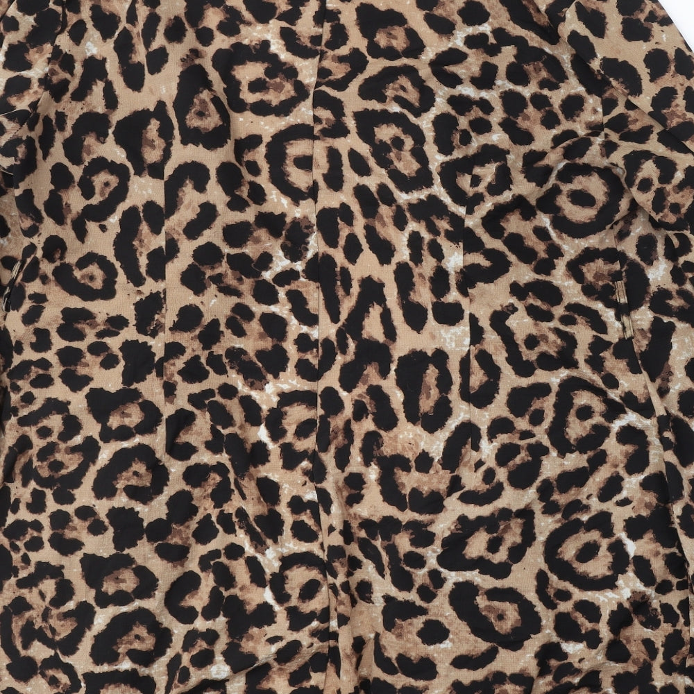 Boohoo Womens Beige Animal Print  Jacket Blazer Size 22