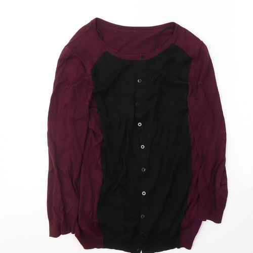 H&M Womens Red Round Neck  Cotton Cardigan Jumper Size M