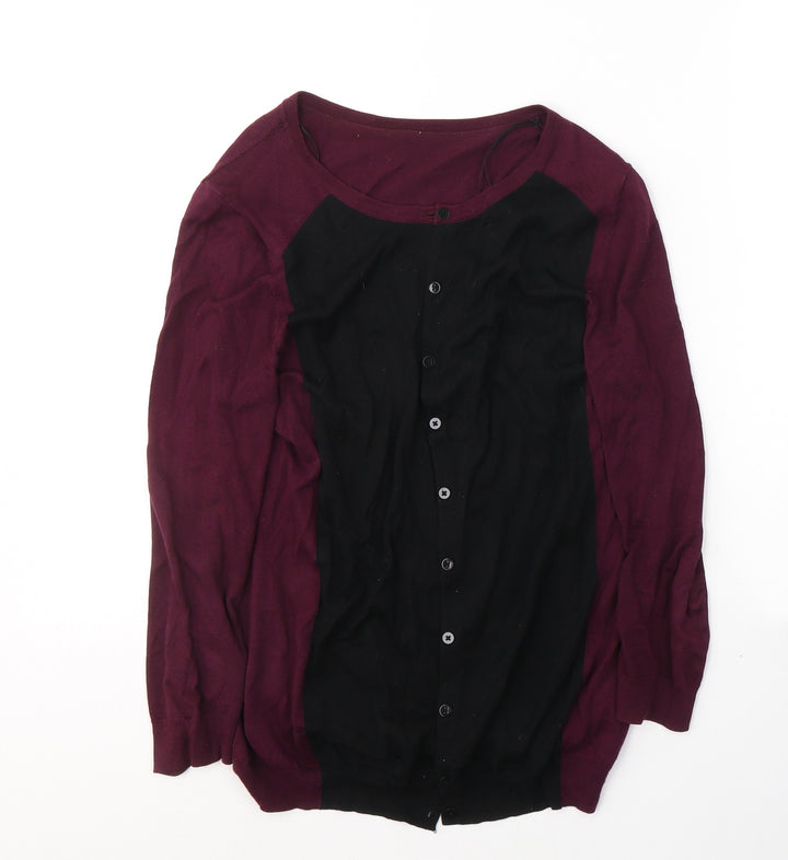 H&M Womens Red Round Neck  Cotton Cardigan Jumper Size M