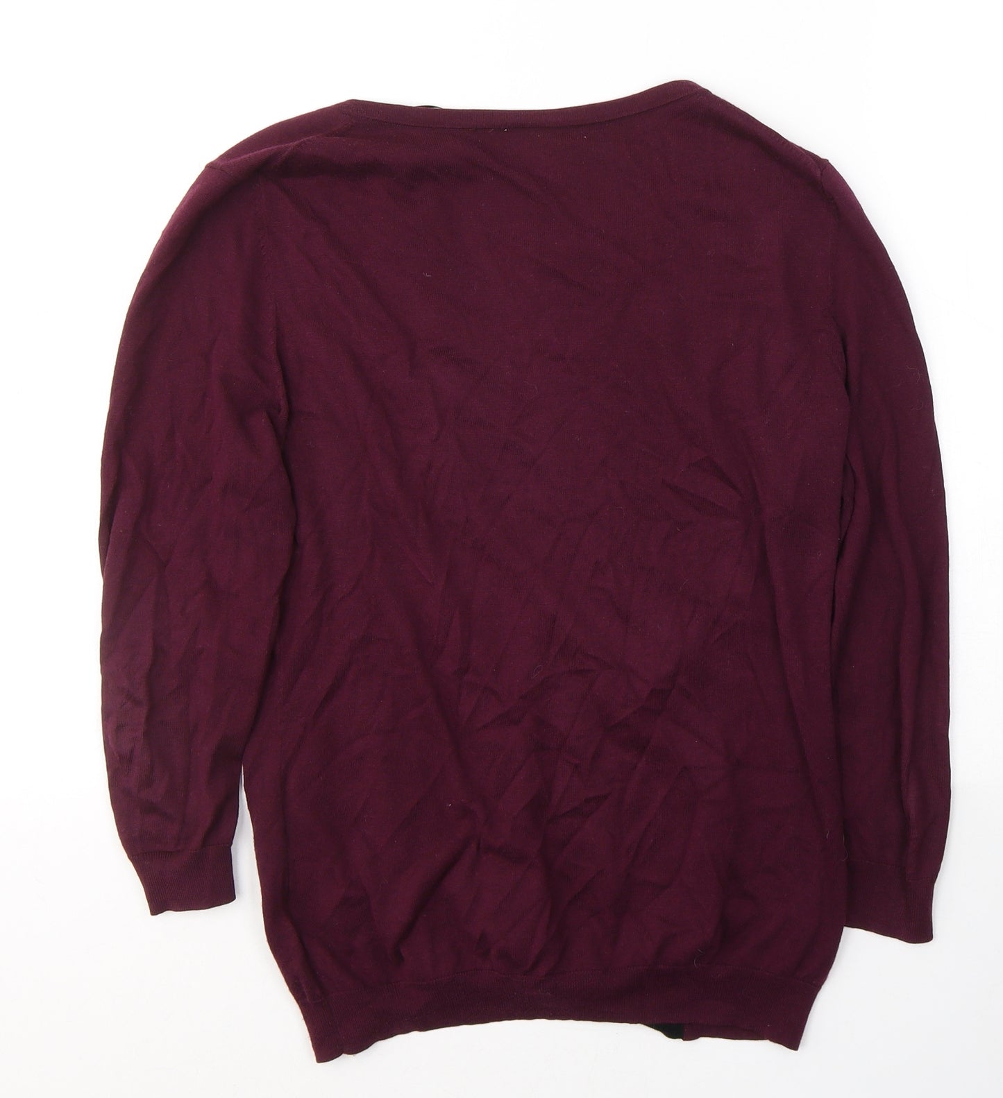H&M Womens Red Round Neck  Cotton Cardigan Jumper Size M