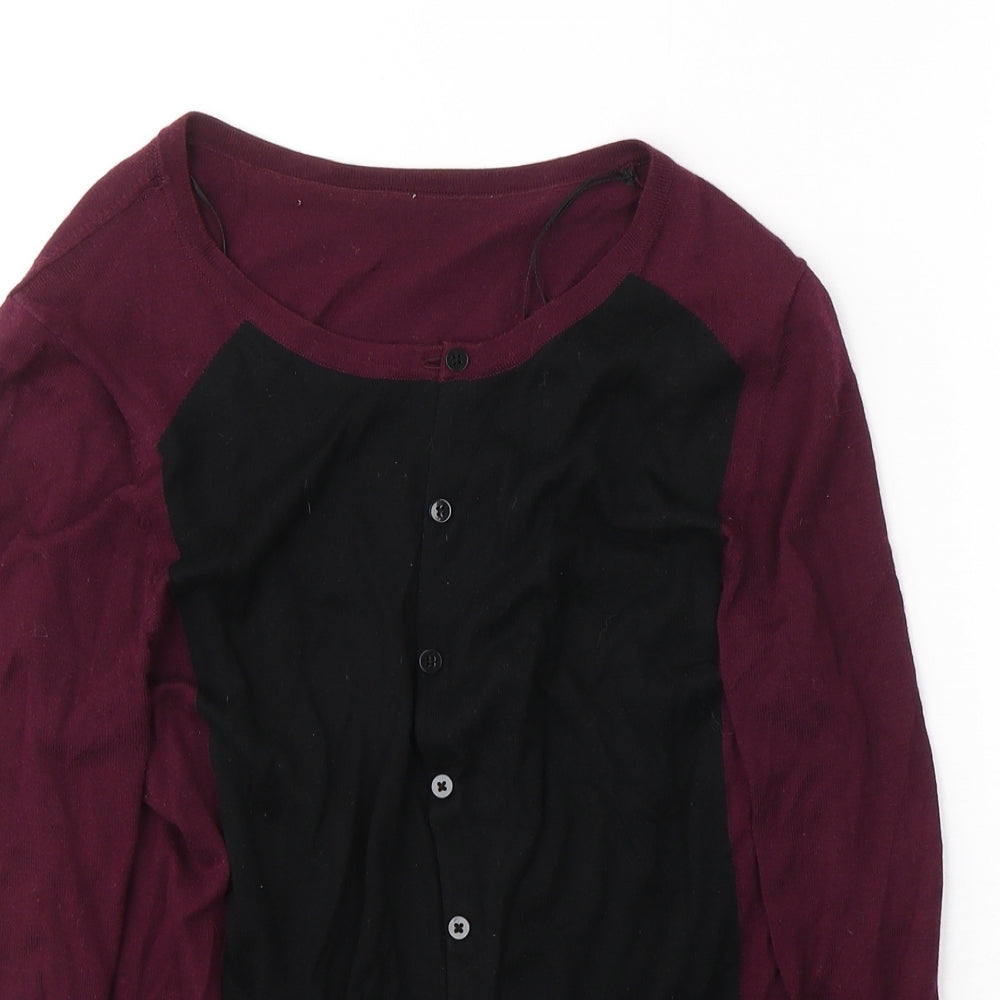 H&M Womens Red Round Neck  Cotton Cardigan Jumper Size M