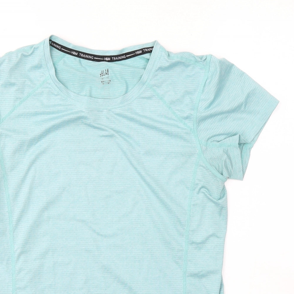 H&M Womens Blue  Polyester Basic T-Shirt Size M Round Neck Pullover
