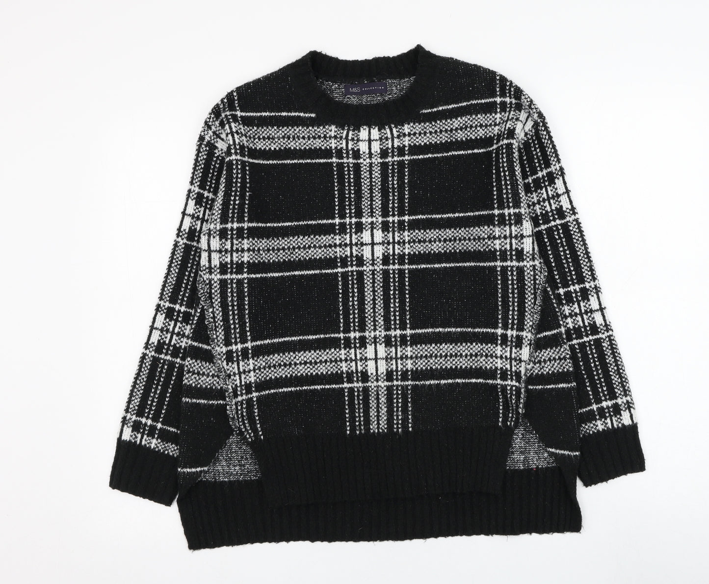 Marks and Spencer Womens Black Round Neck  Acrylic Pullover Jumper Size S
