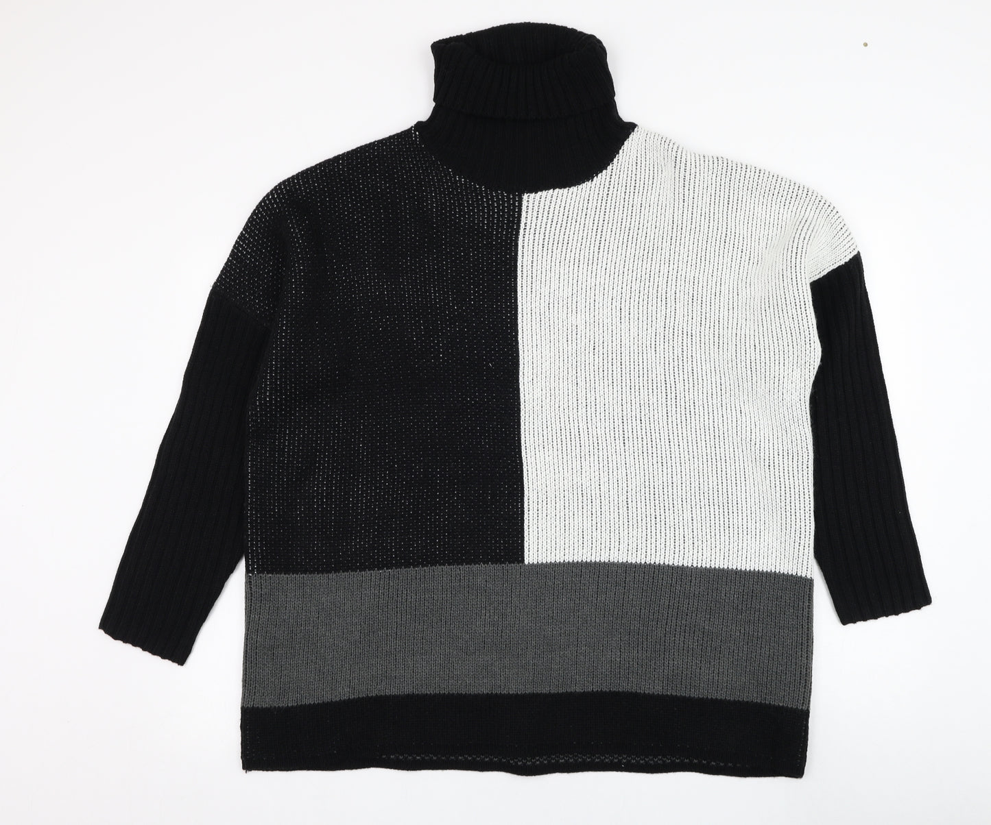 Pep&co Womens Black Roll Neck  Acrylic Pullover Jumper Size 16