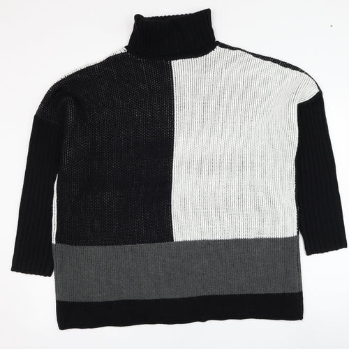 Pep&co Womens Black Roll Neck  Acrylic Pullover Jumper Size 16