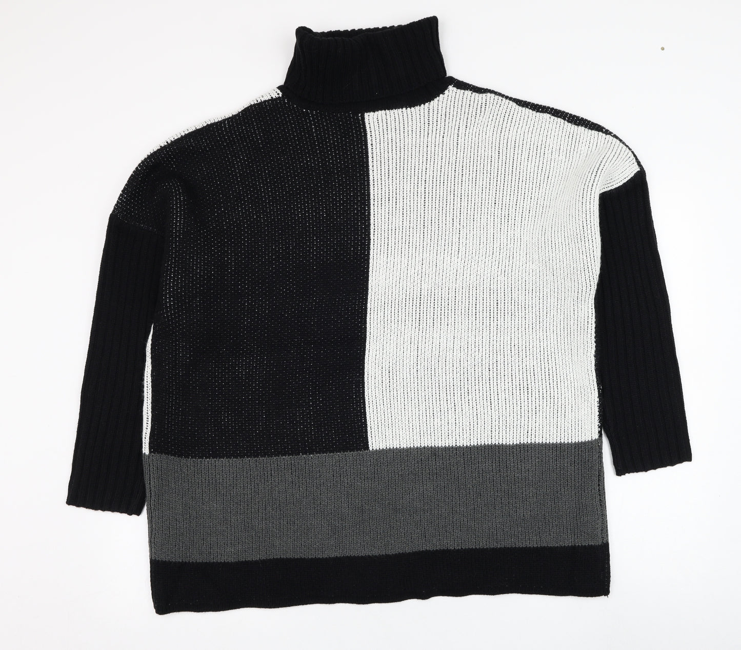 Pep&co Womens Black Roll Neck  Acrylic Pullover Jumper Size 16