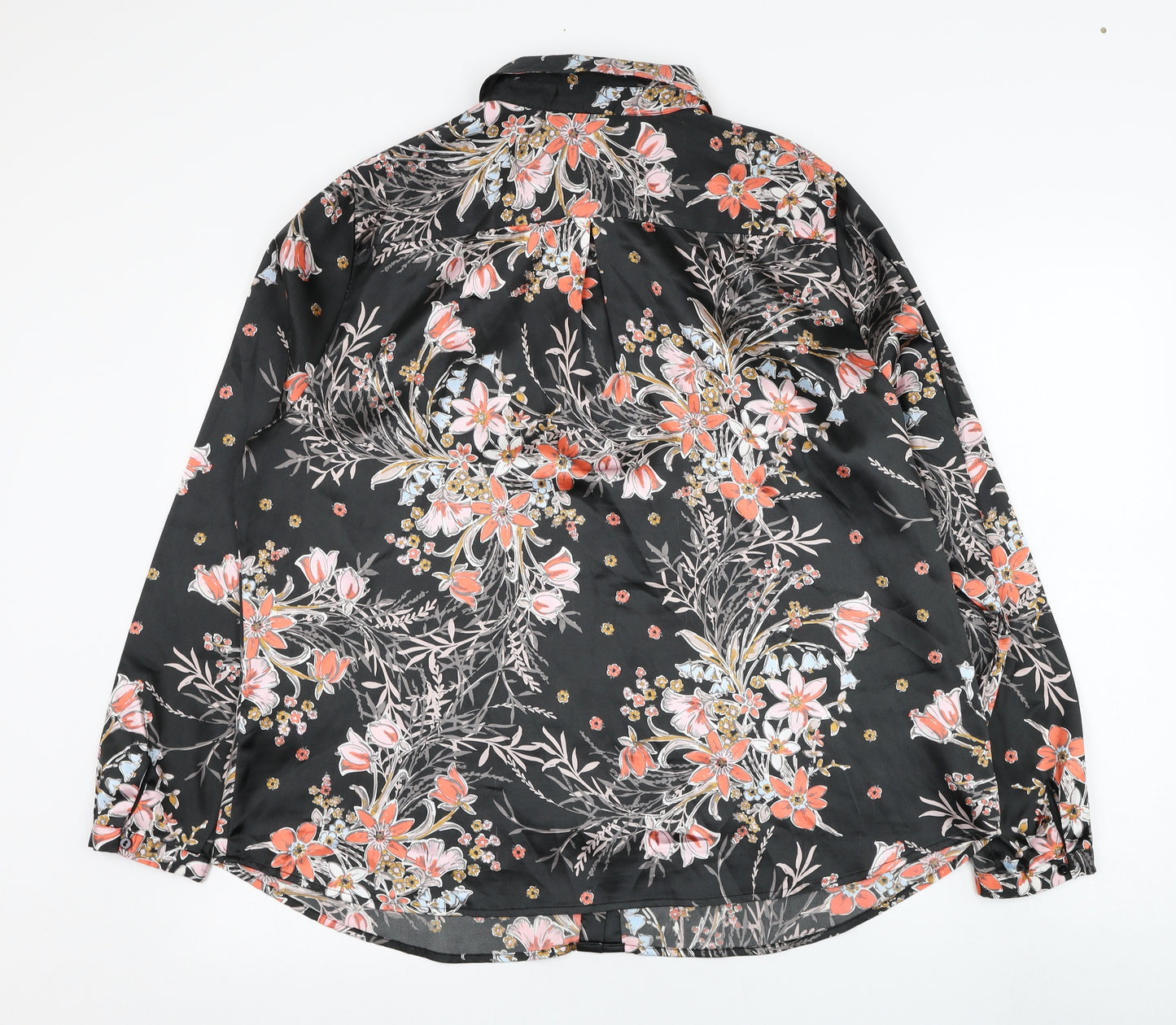 Papaya Womens Black Floral Polyester Basic Button-Up Size 20 Collared