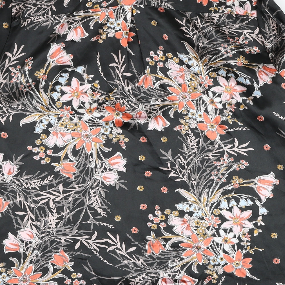 Papaya Womens Black Floral Polyester Basic Button-Up Size 20 Collared