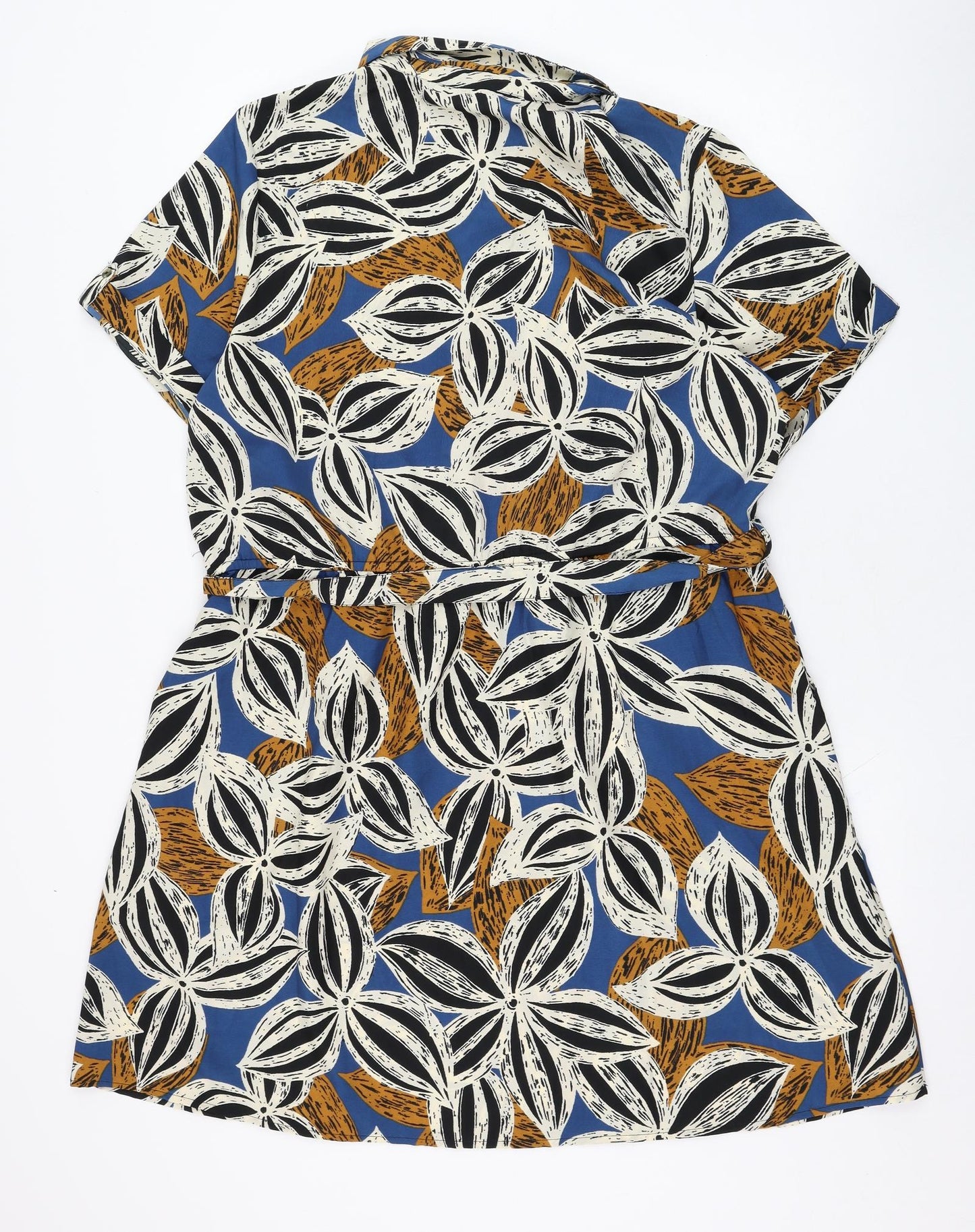 Pep&co Womens Blue Floral Polyester Shirt Dress  Size 18  Collared Button