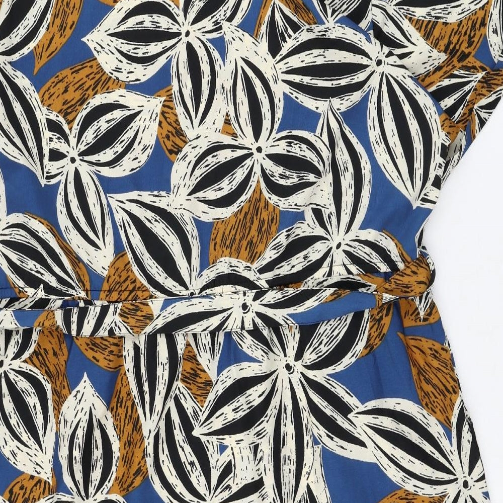 Pep&co Womens Blue Floral Polyester Shirt Dress  Size 18  Collared Button