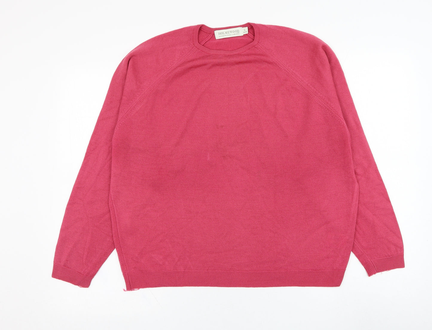 Holmewood Womens Pink Round Neck  Wool Pullover Jumper Size 18