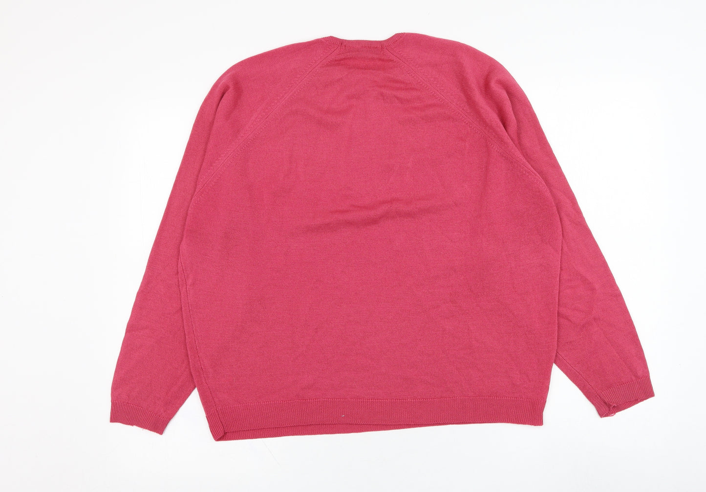 Holmewood Womens Pink Round Neck  Wool Pullover Jumper Size 18