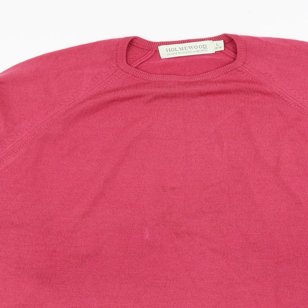 Holmewood Womens Pink Round Neck  Wool Pullover Jumper Size 18