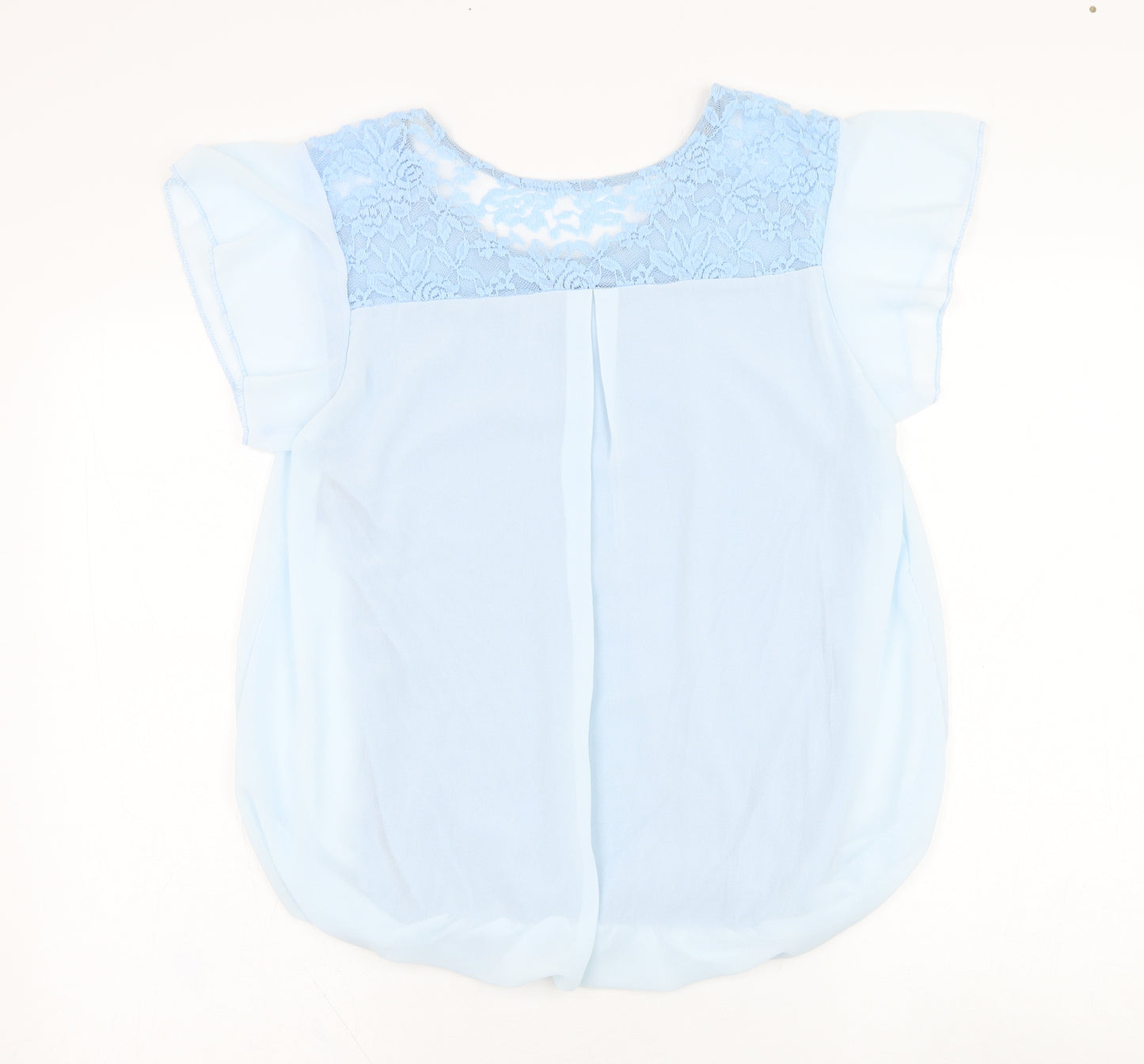 Preworn Womens Blue  Polyester Basic Blouse Size M Round Neck