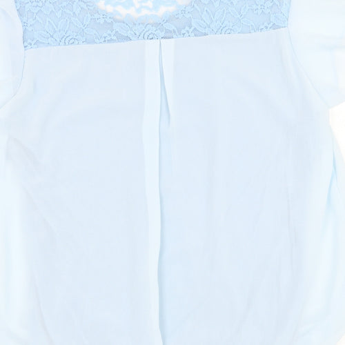 Preworn Womens Blue  Polyester Basic Blouse Size M Round Neck