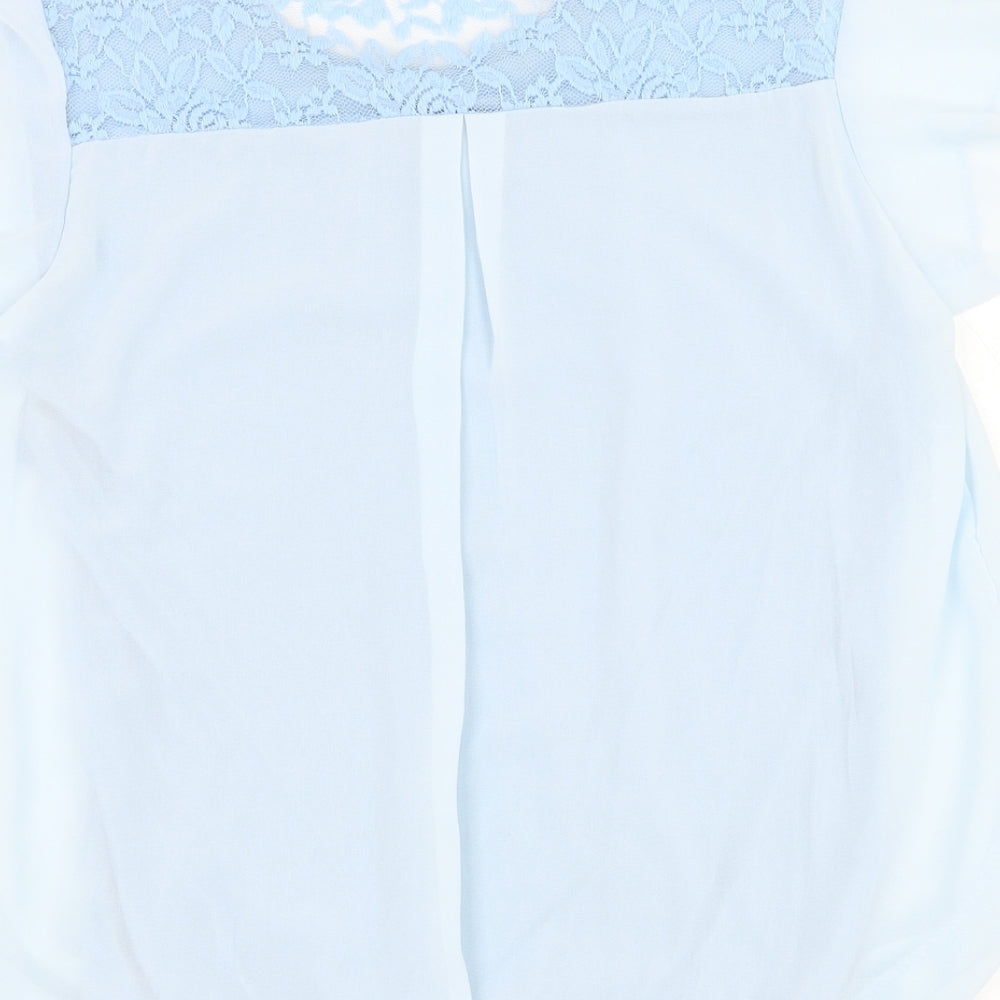 Preworn Womens Blue  Polyester Basic Blouse Size M Round Neck