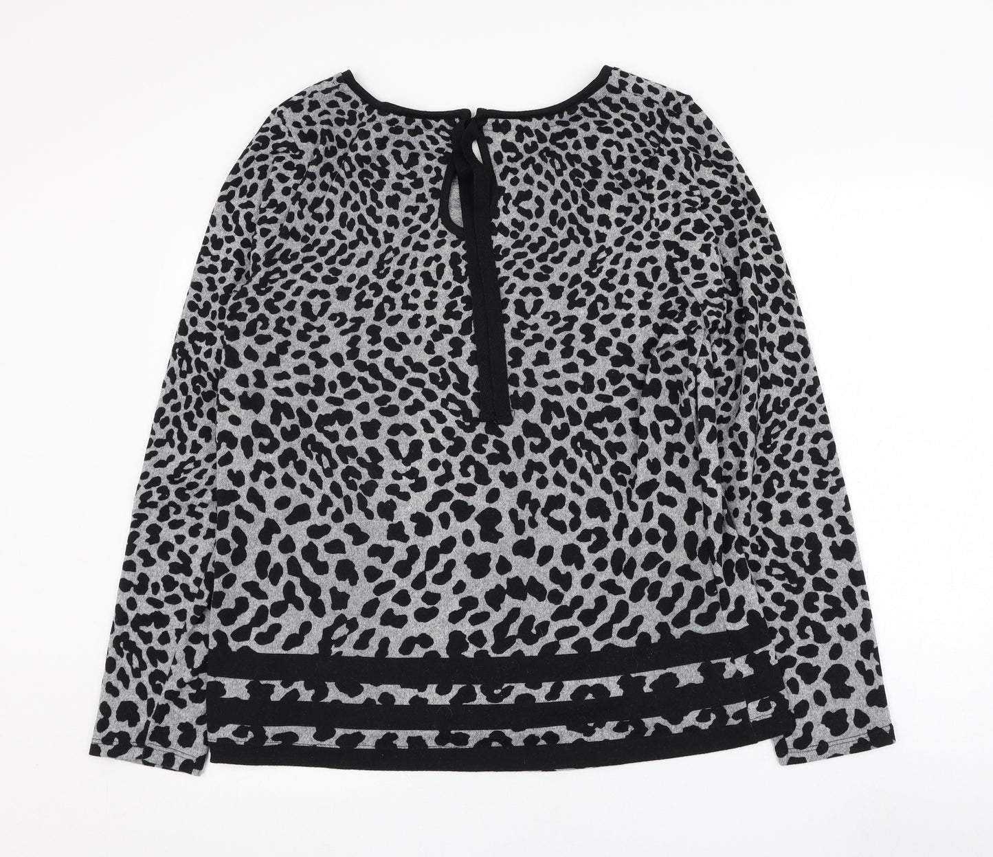 F&F Womens Grey Round Neck Animal Print Polyester Pullover Jumper Size 18