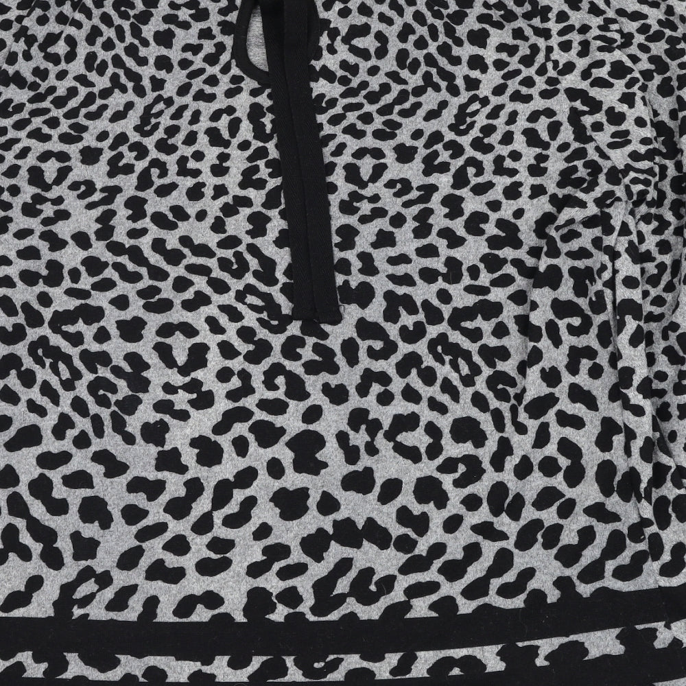 F&F Womens Grey Round Neck Animal Print Polyester Pullover Jumper Size 18