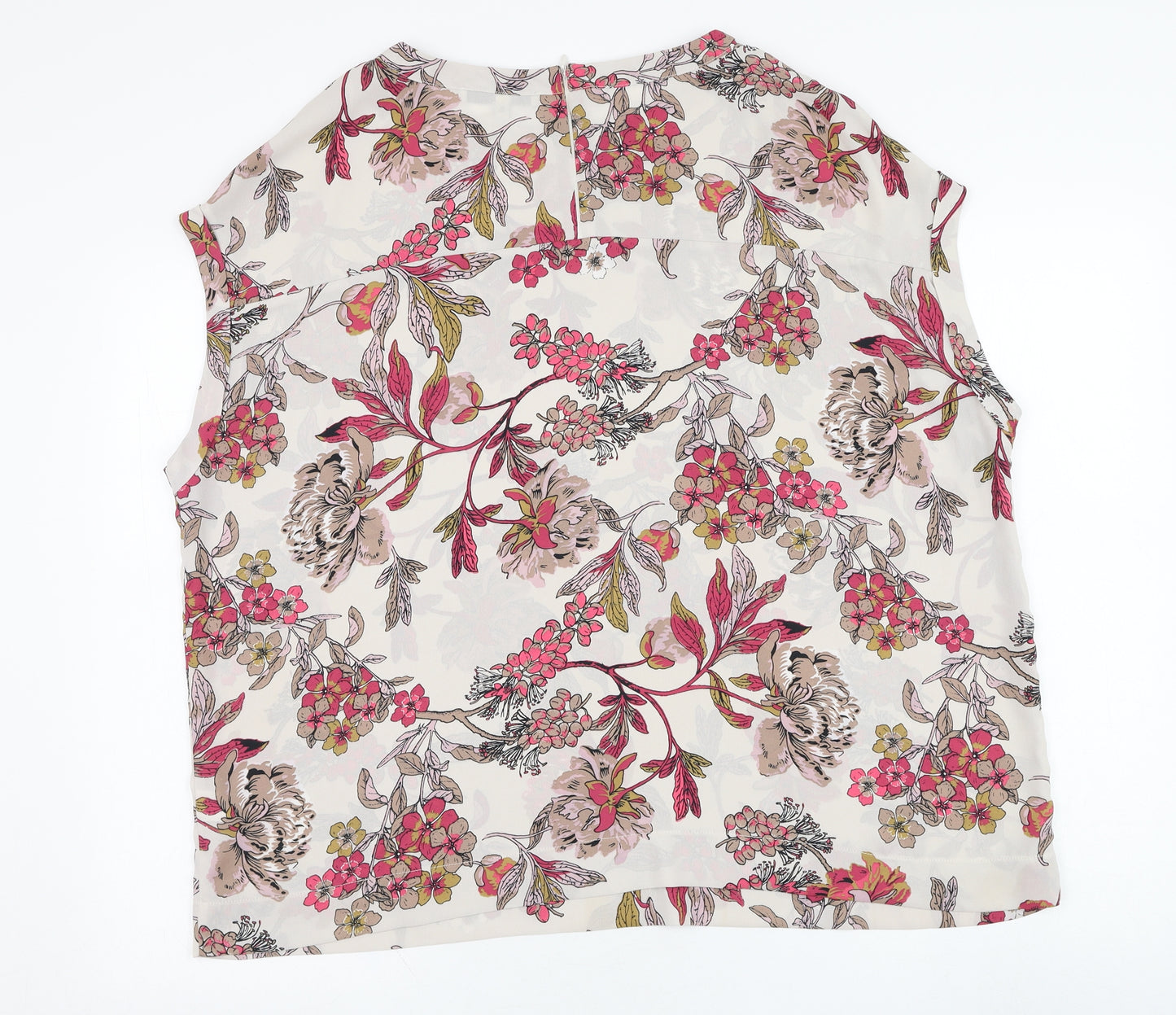 NEXT Womens Ivory Floral Polyester Basic Blouse Size 20 Round Neck