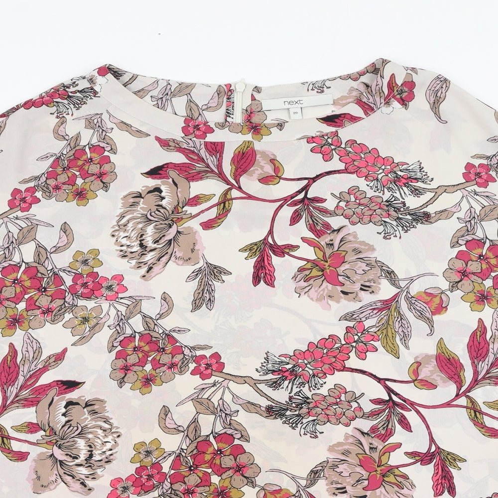 NEXT Womens Ivory Floral Polyester Basic Blouse Size 20 Round Neck