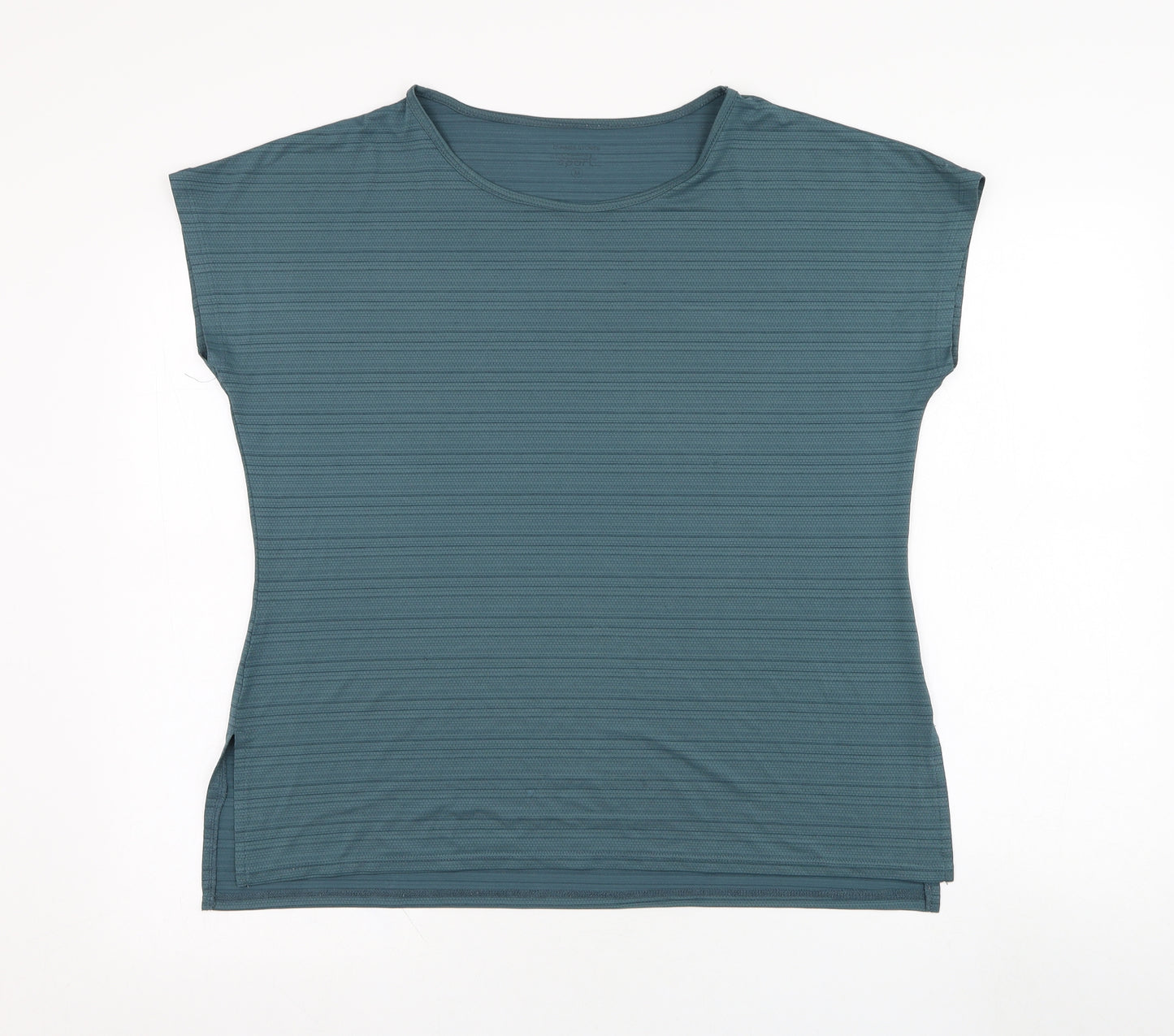 Dunnes Stores Womens Green  Polyester Basic T-Shirt Size 12 Round Neck Pullover