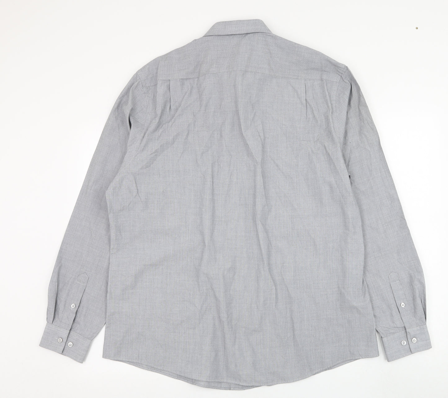 George Mens Grey  Cotton  Dress Shirt Size 17 Collared Button