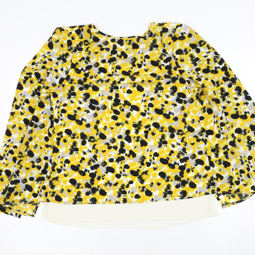 H&M Womens Yellow  Polyester Basic Blouse Size 4 Round Neck
