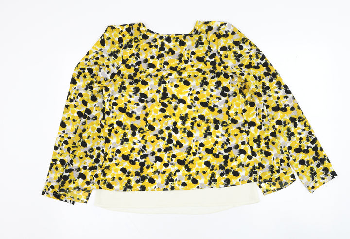 H&M Womens Yellow  Polyester Basic Blouse Size 4 Round Neck