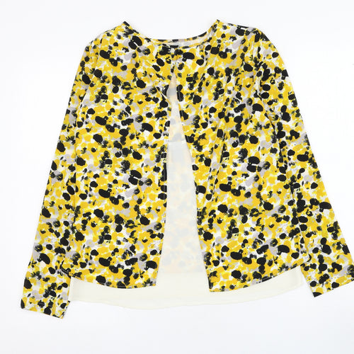 H&M Womens Yellow  Polyester Basic Blouse Size 4 Round Neck