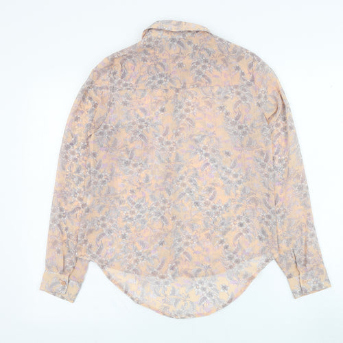 New Look Womens Pink Floral Polyester Basic Button-Up Size 8 Collared