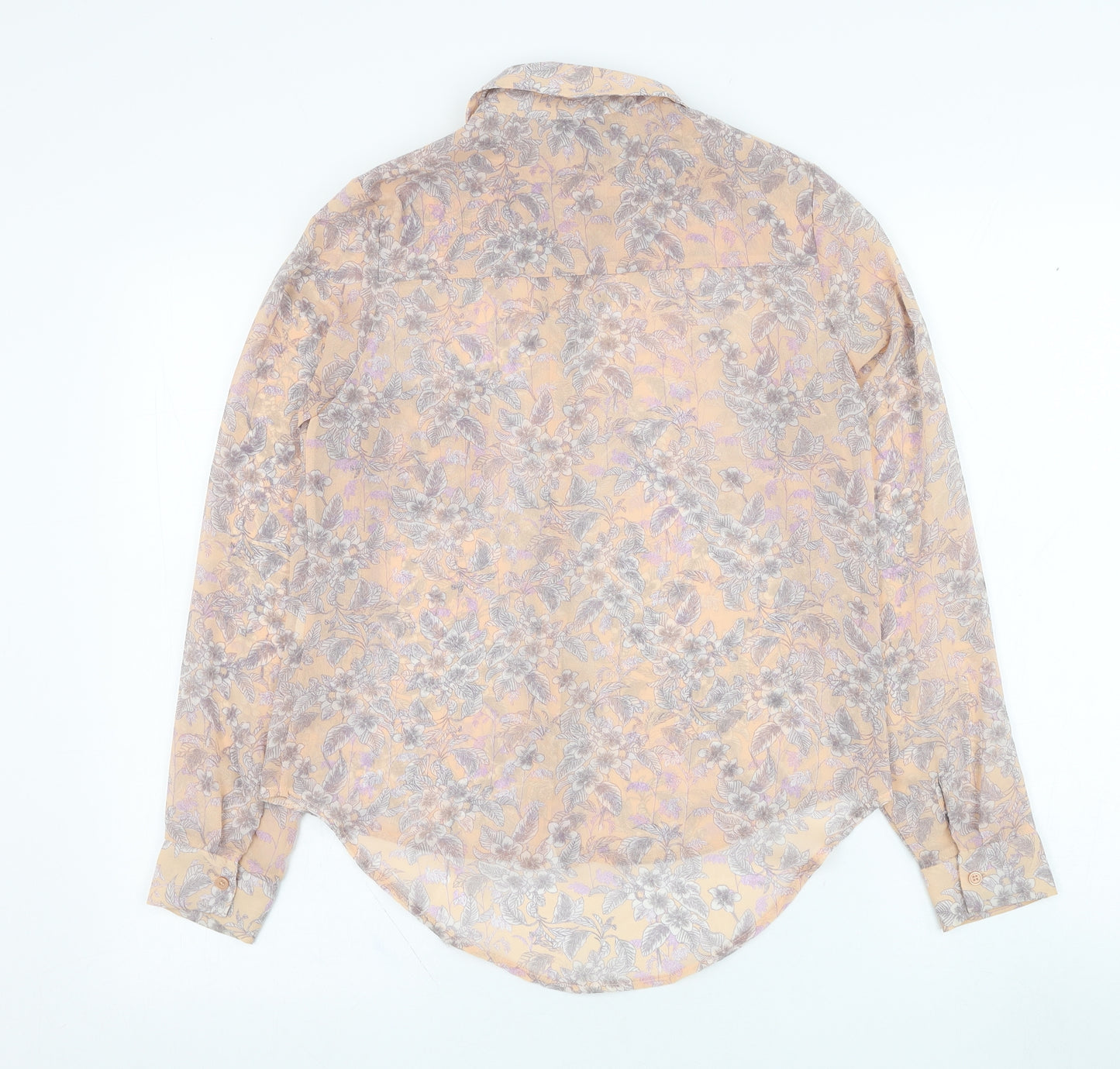 New Look Womens Pink Floral Polyester Basic Button-Up Size 8 Collared