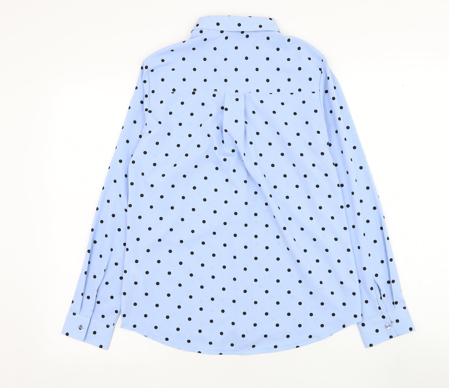 New Look Womens Blue Polka Dot Polyester Basic Button-Up Size 6 Collared