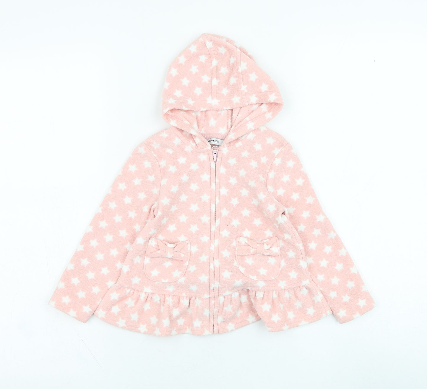 George Girls Pink  Polyester Full Zip Jumper Size 18-24 Months  Zip - Star