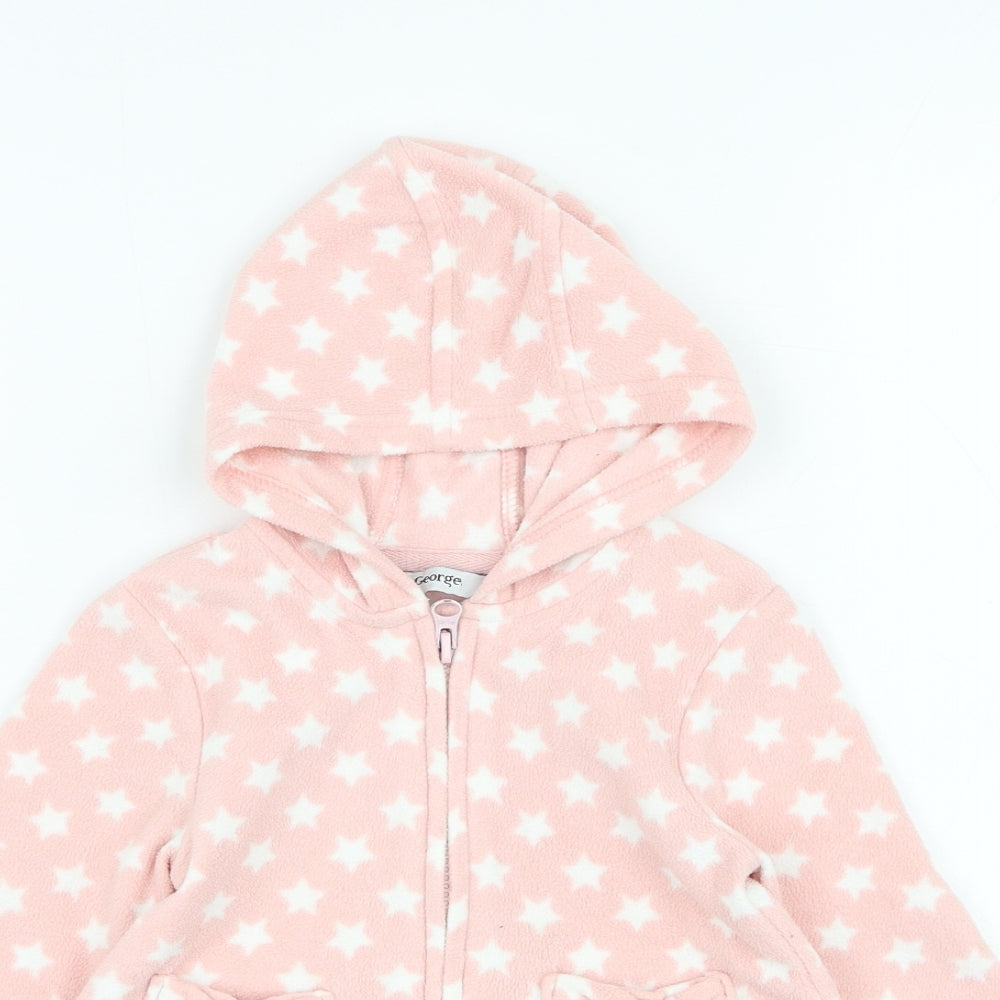George Girls Pink  Polyester Full Zip Jumper Size 18-24 Months  Zip - Star