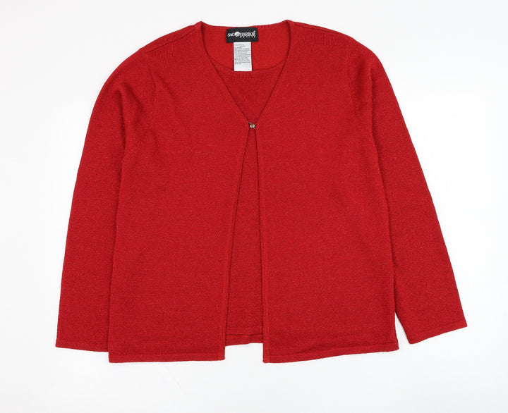 Sag Harbor Womens Red Round Neck Acrylic Pullover Jumper Size M