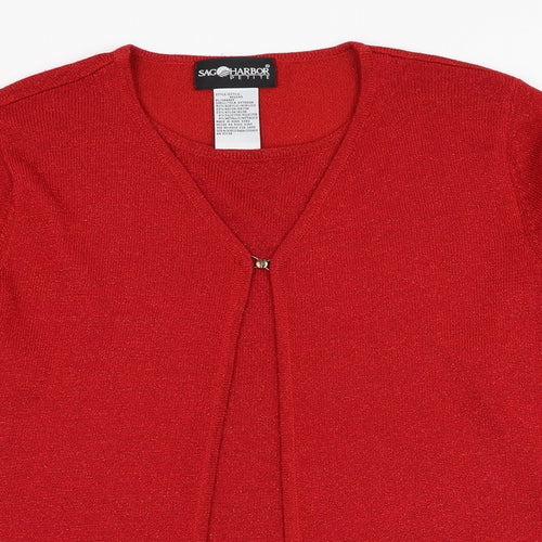 Sag Harbor Womens Red Round Neck  Acrylic Pullover Jumper Size M