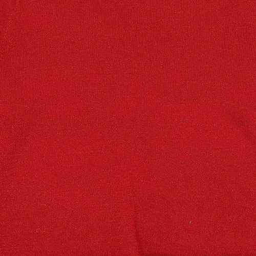 Sag Harbor Womens Red Round Neck  Acrylic Pullover Jumper Size M