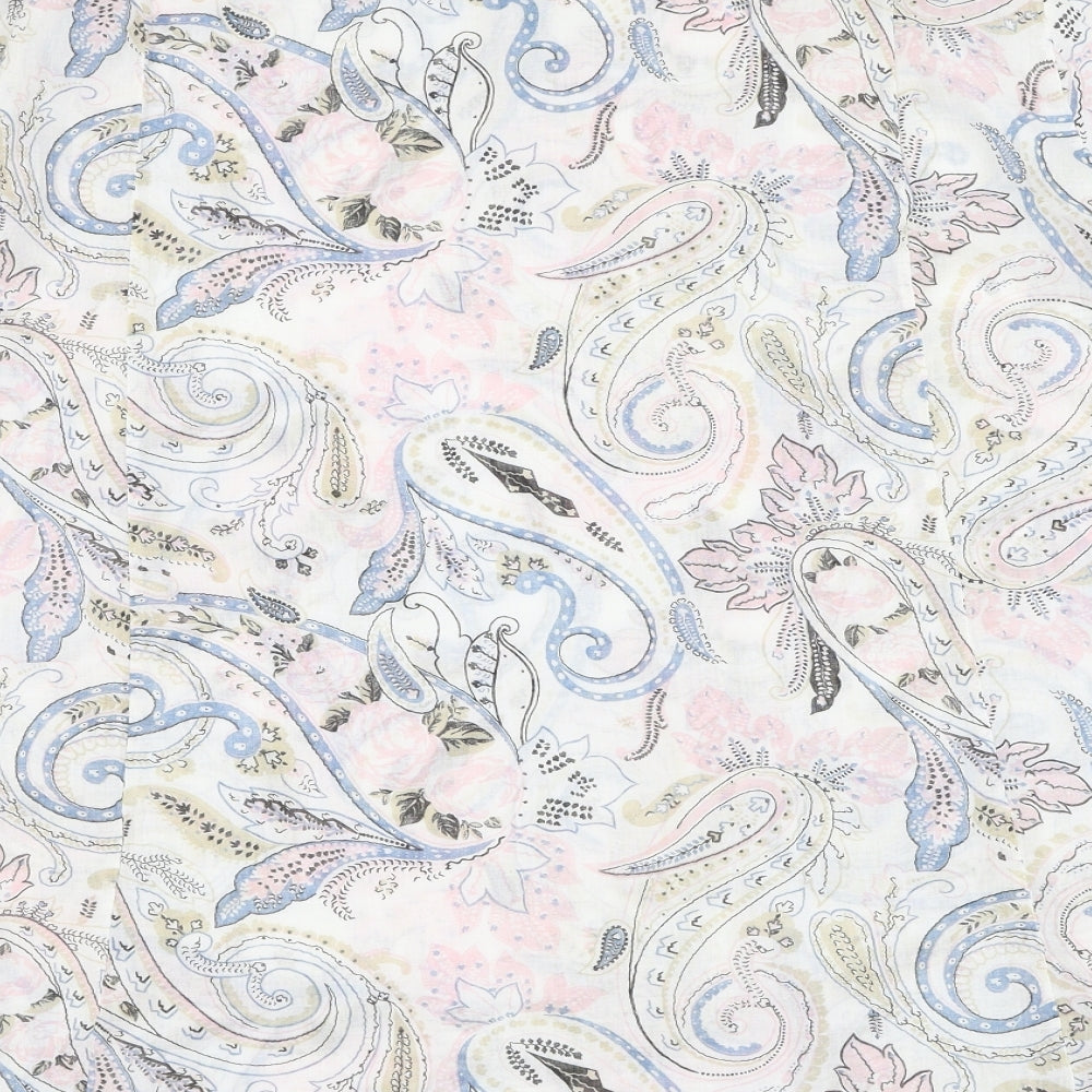 Made in Italy Womens White Paisley Cotton Basic Blouse Size L Round Neck