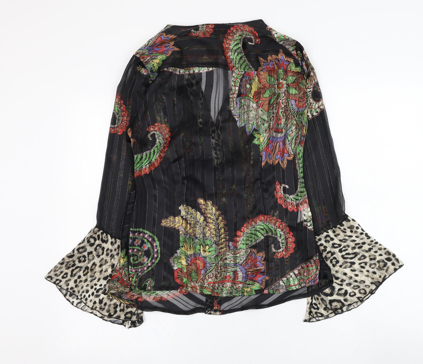 Jeff Gallamo Womens Black Geometric Polyester Basic Blouse Size 10 V-Neck