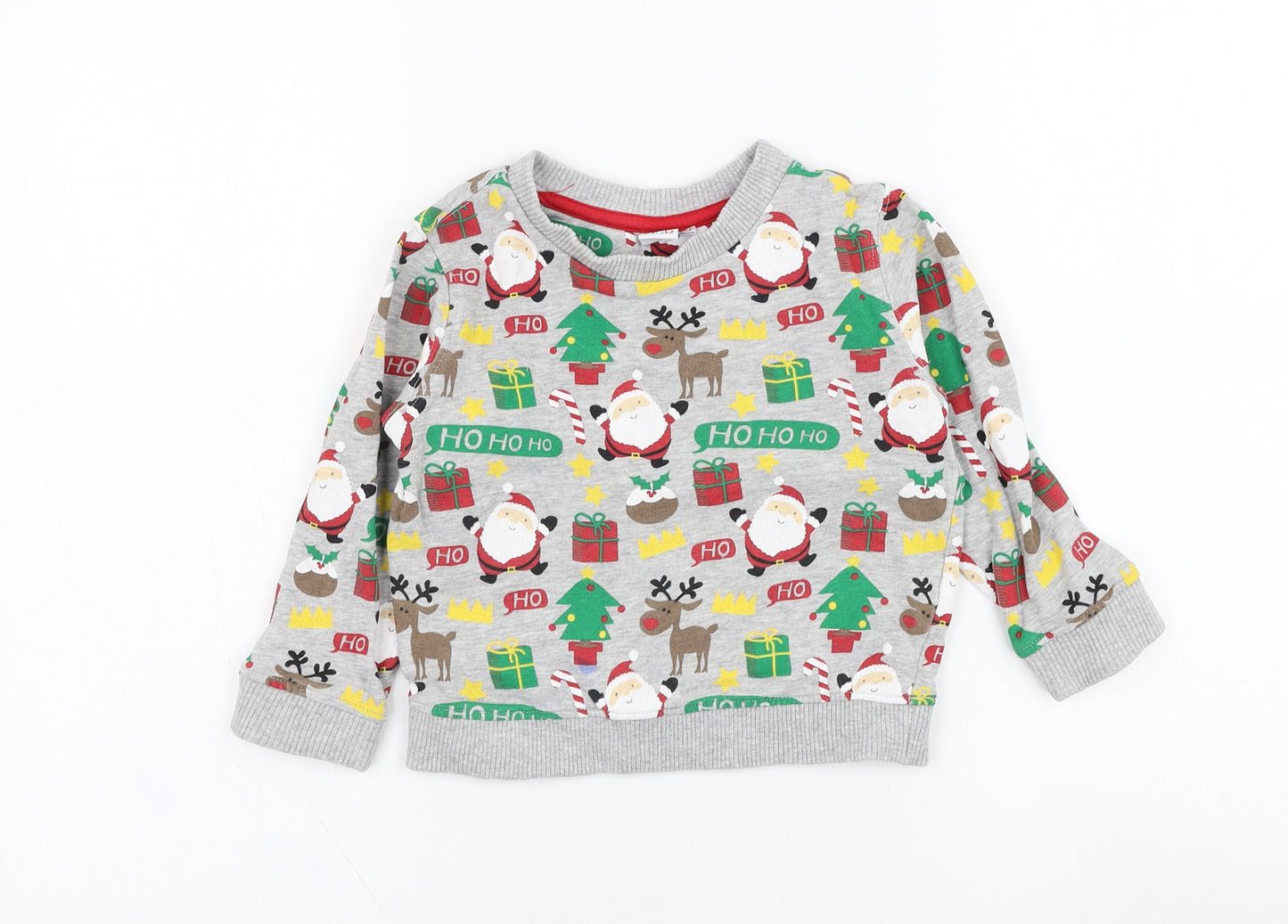 Boots Mini Club Boys Grey  Cotton Pullover Sweatshirt Size 3-4 Years  Pullover - Christmas