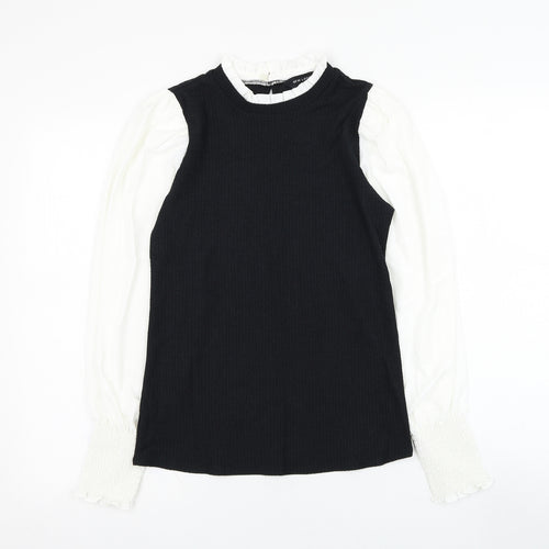 New Look Womens Black  Polyester Basic Blouse Size 10 Round Neck