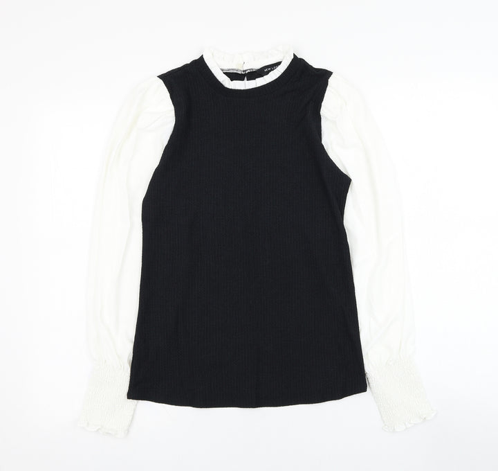 New Look Womens Black  Polyester Basic Blouse Size 10 Round Neck