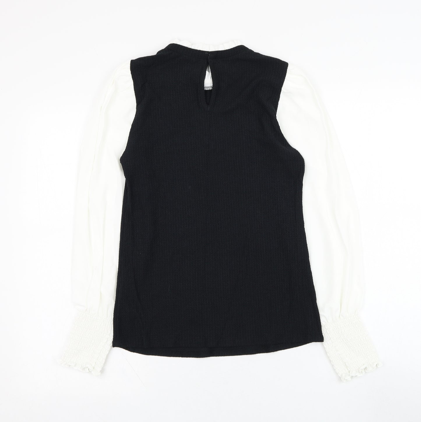 New Look Womens Black  Polyester Basic Blouse Size 10 Round Neck