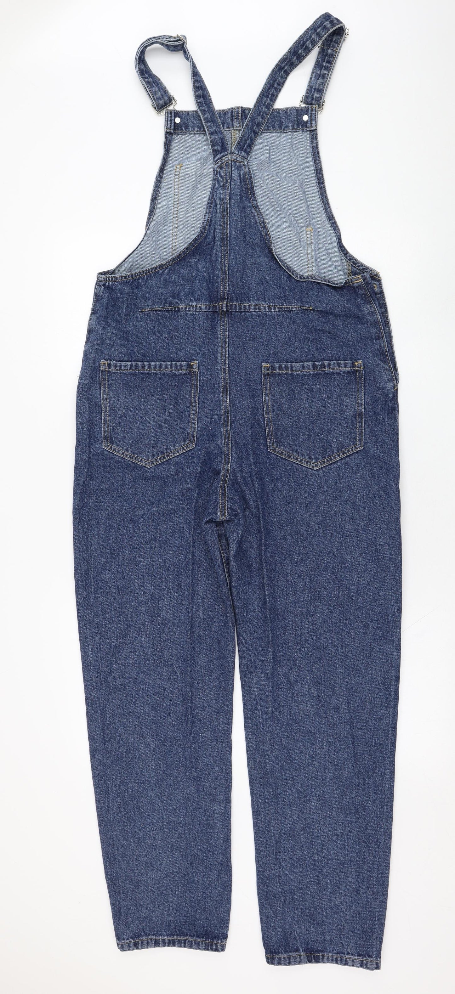 Colorful Premium Womens Blue  Cotton Dungaree One-Piece Size 8 L28 in Hook & Loop